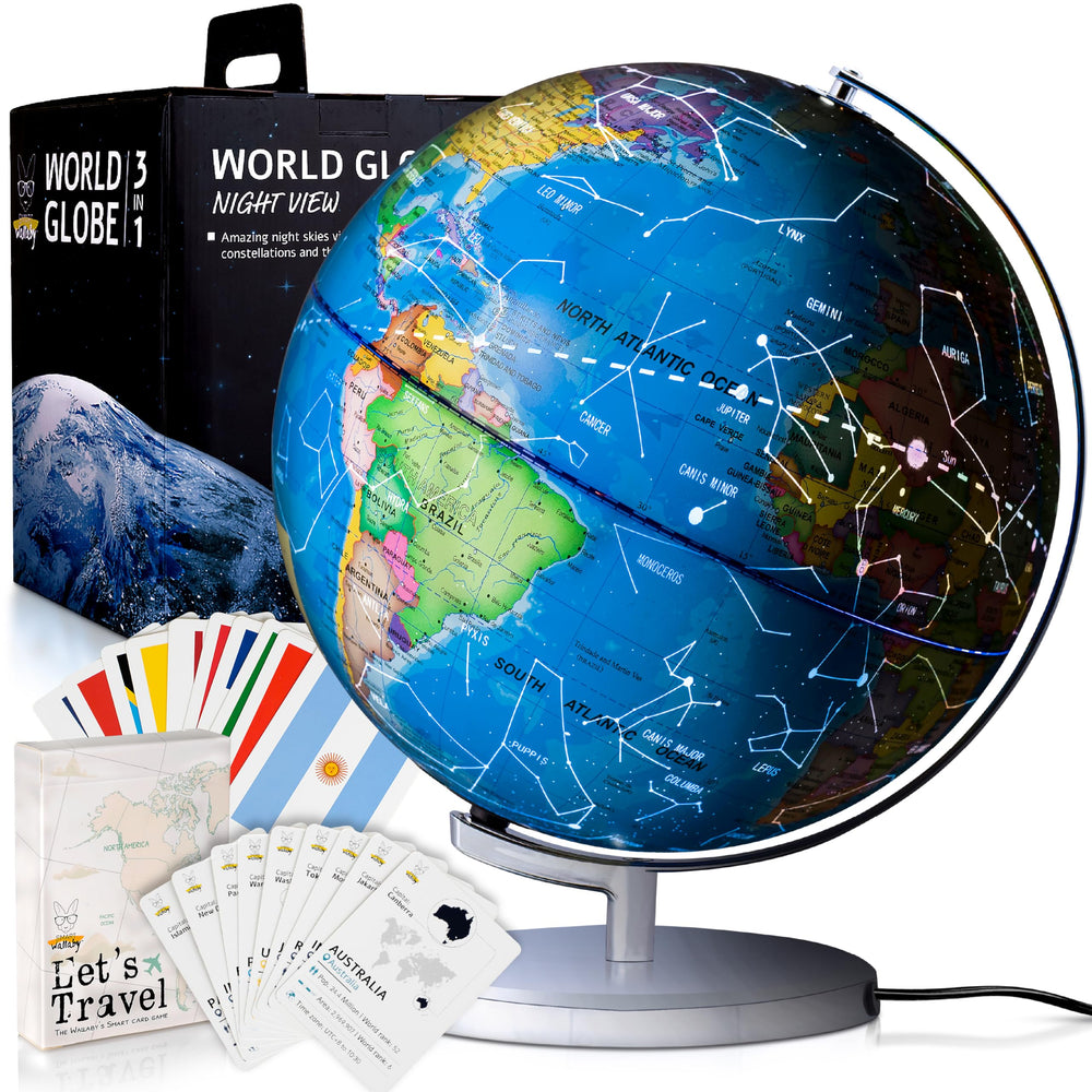 SMART WALLABY 9-inch illuminated globe front view enhances classroom exploration