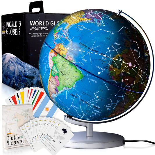 SMART WALLABY 9-inch illuminated globe front view enhances classroom exploration