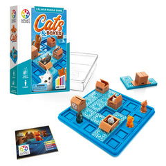 SmartGames Cats & Boxes board—strategic setup for focused, screen-free play.