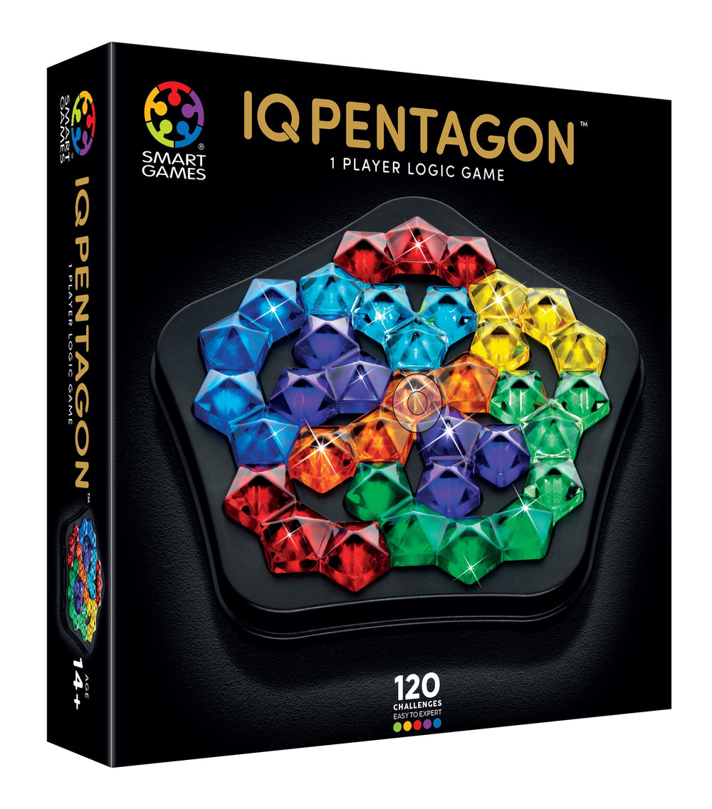 SmartGames IQ Deluxe Pentagon board for advanced spatial reasoning and geometry challenges.