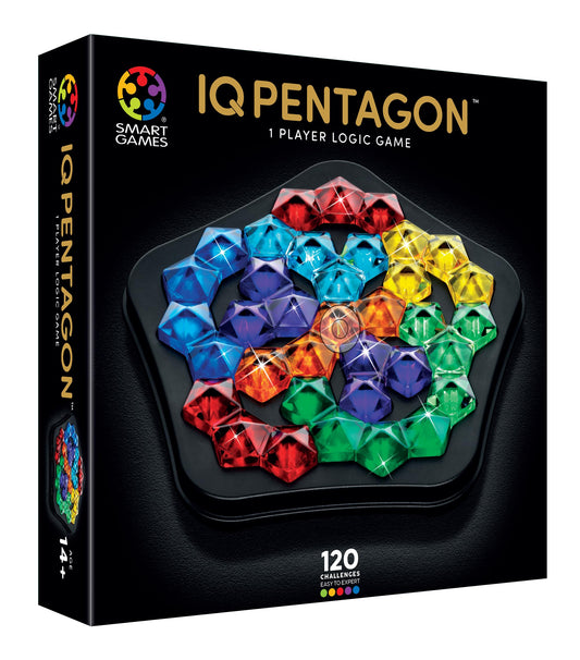 SmartGames IQ Deluxe Pentagon board for advanced spatial reasoning and geometry challenges.