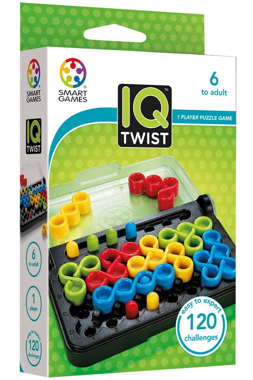 IQ Twist booklet with 120 challenges guides players from easy to hard.