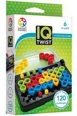 IQ Twist booklet with 120 challenges guides players from easy to hard.