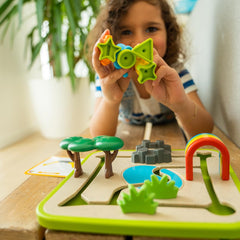 SmartGames Safari Park Jr colorful pieces engage preschoolers during hands-on discovery.