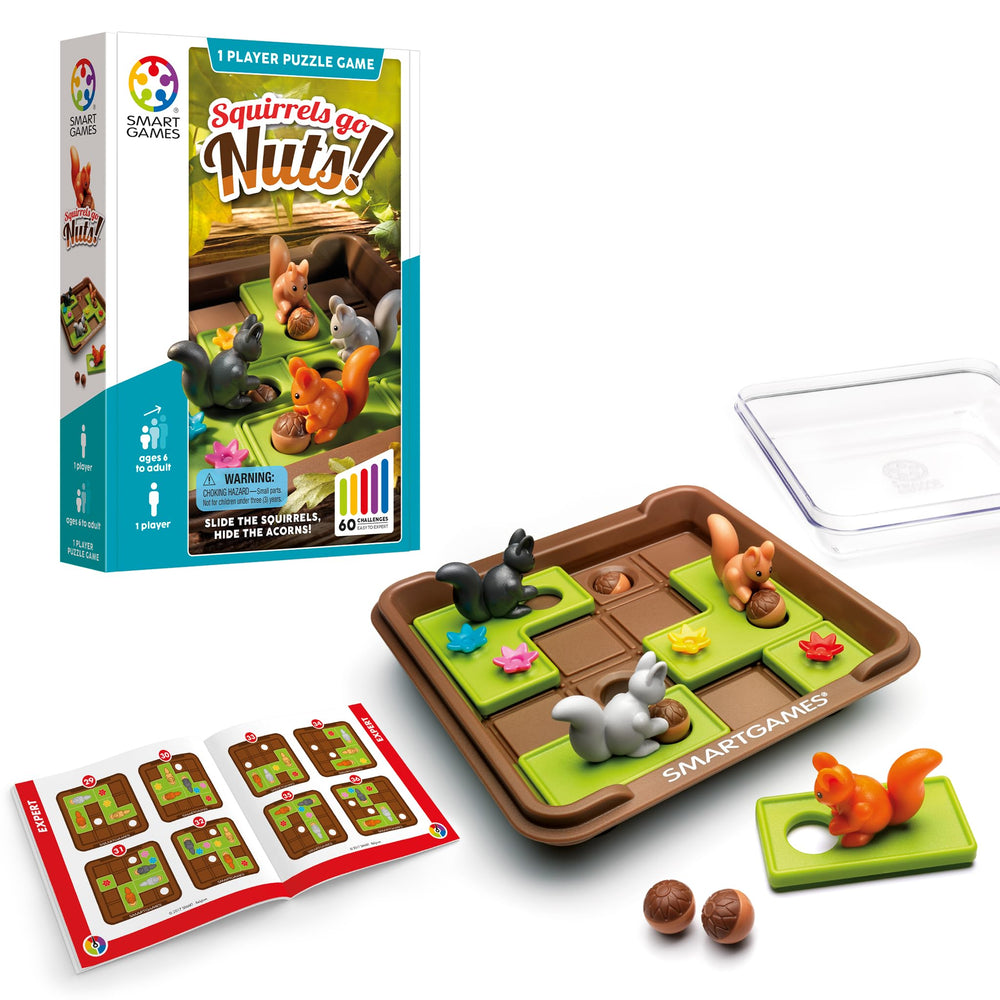 SmartGames Squirrels Go Nuts board enables portable puzzle play.