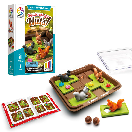 SmartGames Squirrels Go Nuts board enables portable puzzle play.