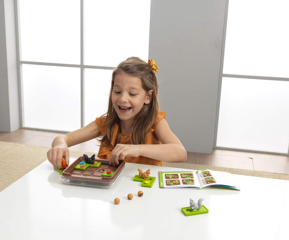 SmartGames Squirrels Go Nuts grid in use promotes focus.