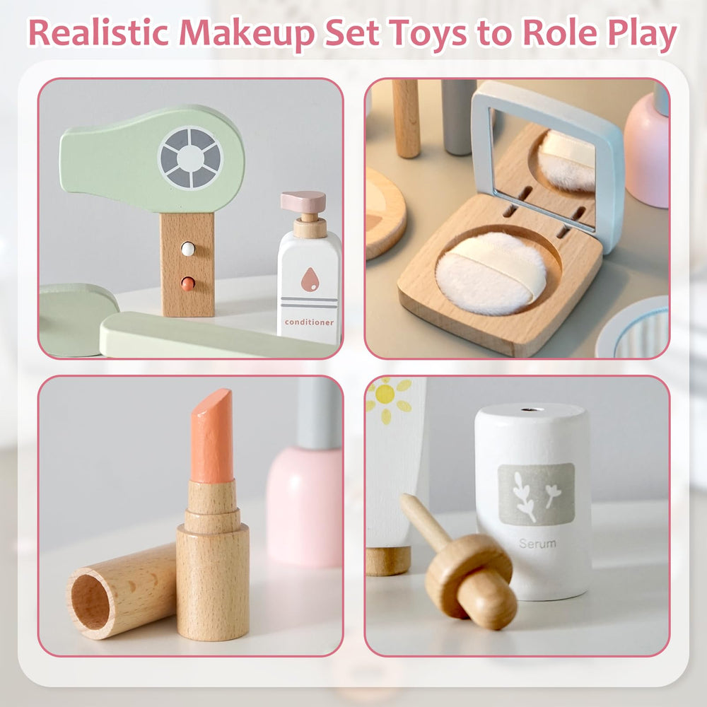 Smartwo wooden hair dryer and comb invite kids to mimic styling routines.