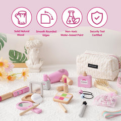Smartwo wooden makeup set comb close-up supports fine motor exploration