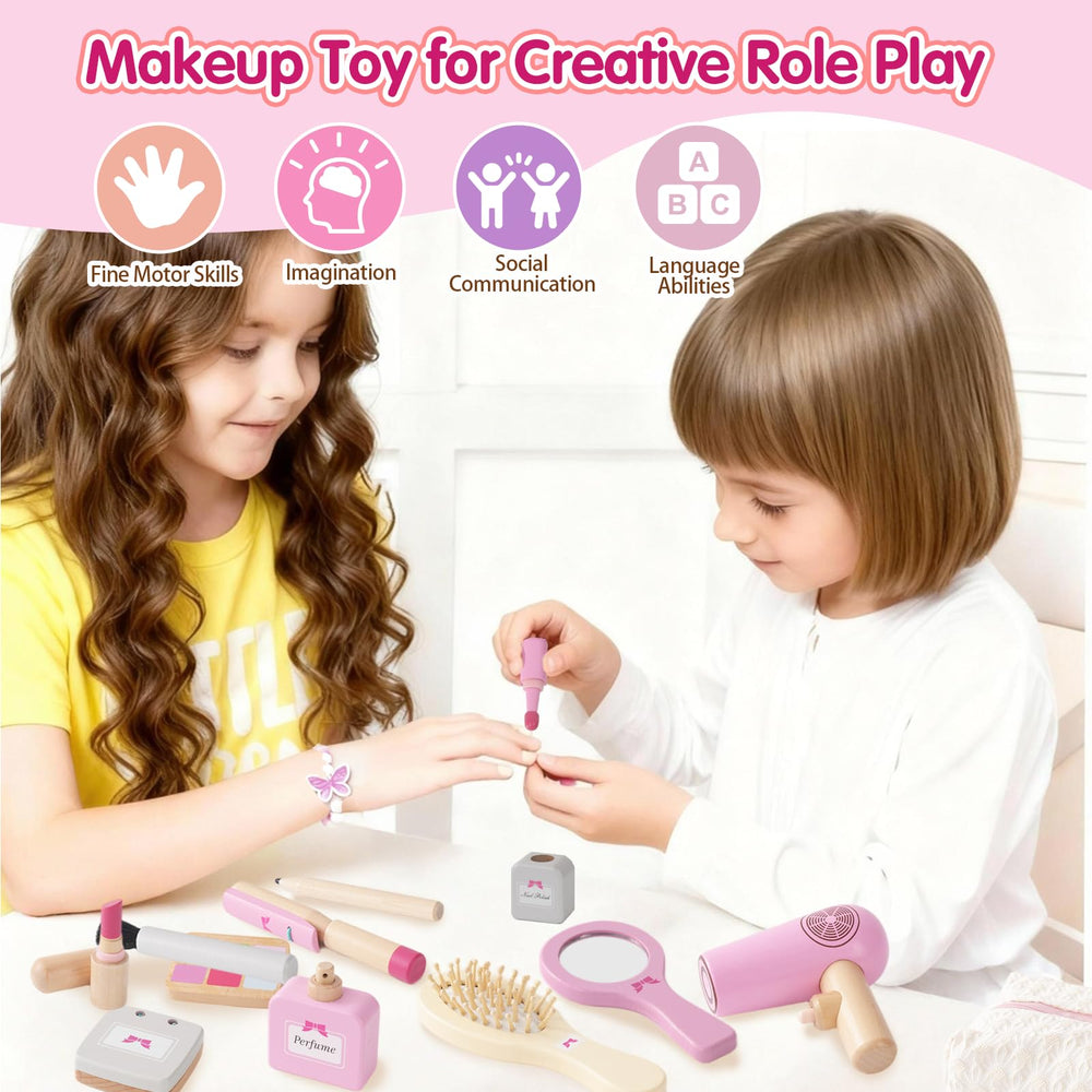 Smartwo wooden makeup set mirror close-up ideal for reflective play