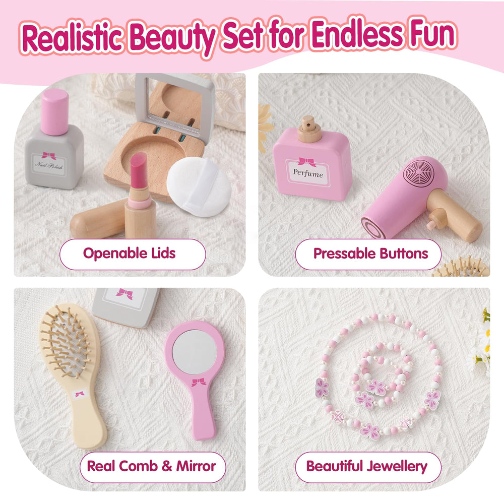 Smartwo wooden makeup set nail polish bottle and brush close-up for color play