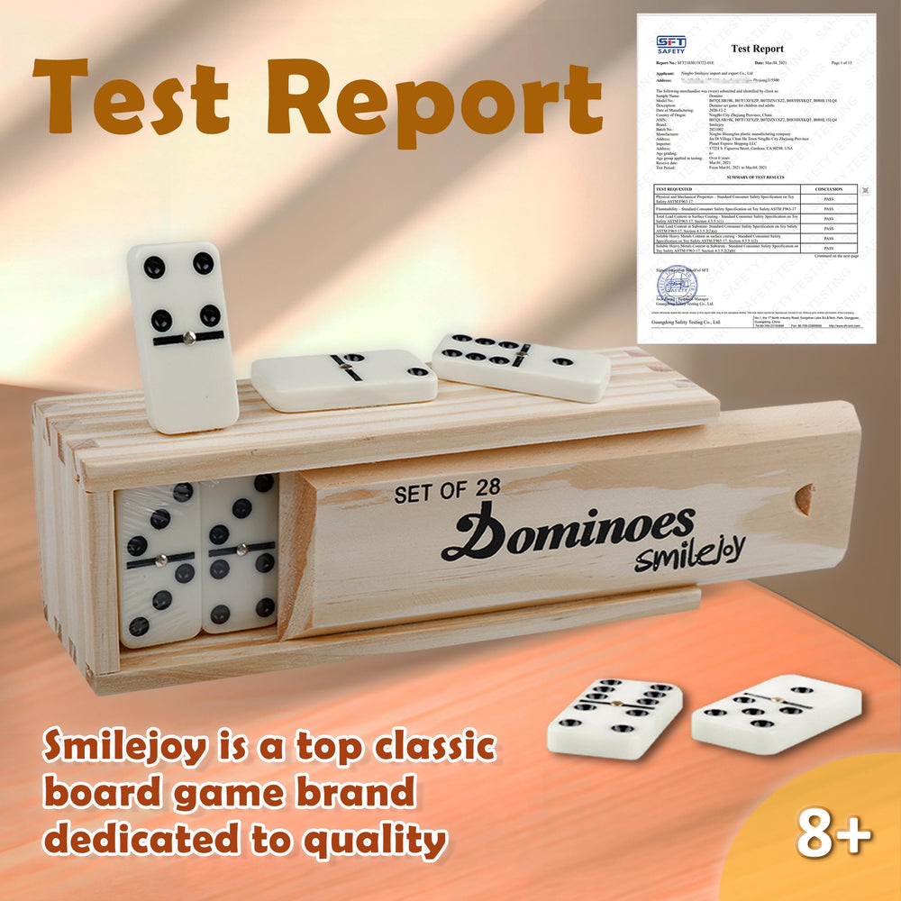 Smilejoy Dominoes Tiles 2-to-4 Players emphasize social, family-friendly games.