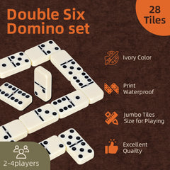 Smilejoy dominos showing balanced weight and classic double six dots for smooth play