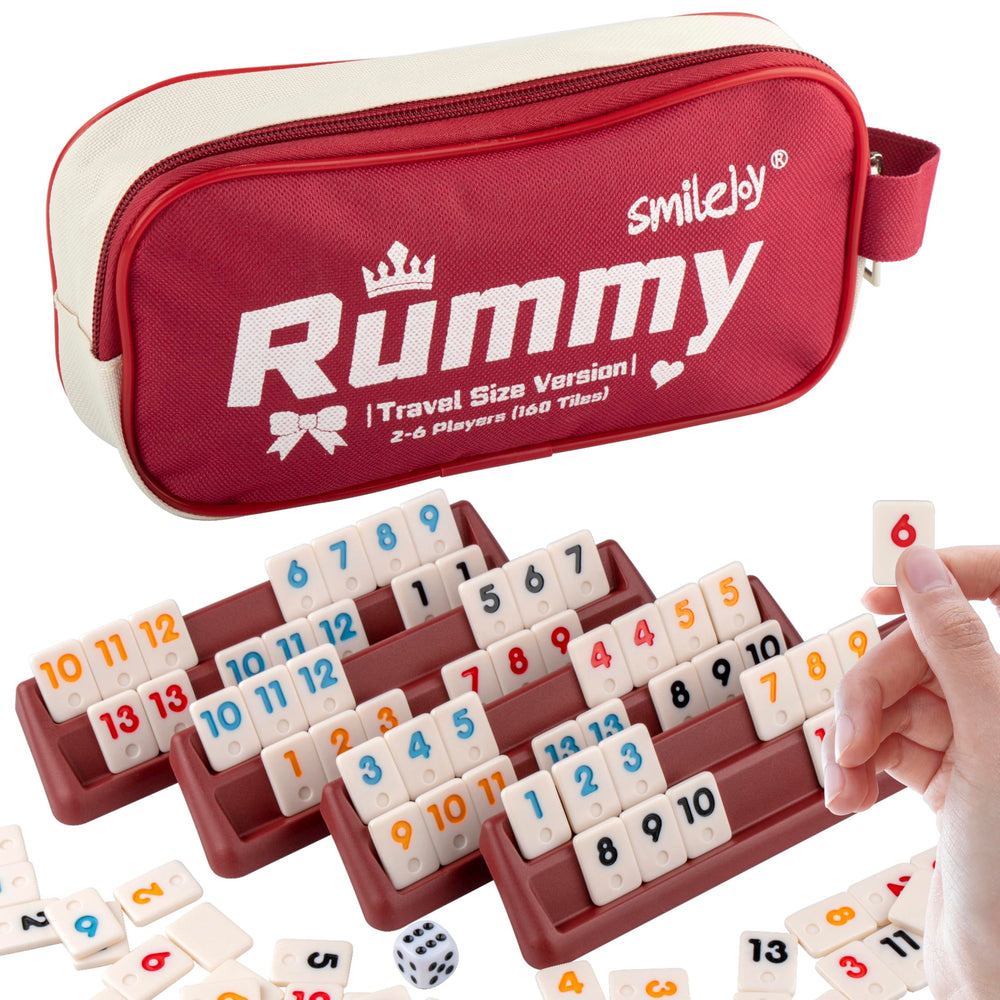 Smilejoy Mini Rummy Cube tiles in vibrant colors ready for quick rounds.