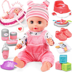 SMILESSKIDDO 14-inch baby doll with lifelike eyes for nurturing pretend play