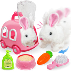 SMILESSKIDDO hopping bunny toy with wiggle ears and nose for interactive play.