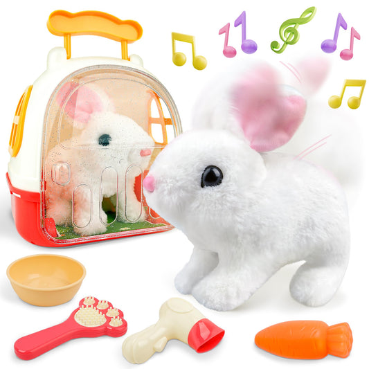 SMILESSKIDDO jumping rabbit toy nose and ears animate lively play.