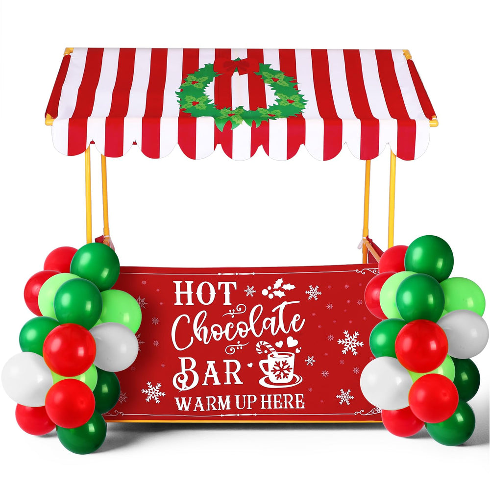 SmoothNovelty Christmas hot chocolate bar stand, cozy winter centerpiece for gatherings.