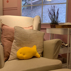 Snack Plushies cheddar-fish-plush-desktop-display brightens any desk or shelf.
