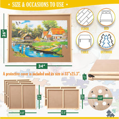 Snail rotating puzzle board jumbo-size 26x34 inches fits 1500-piece puzzles.