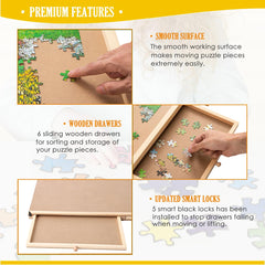 Snail rotating puzzle board protective cover guards the table between sessions.