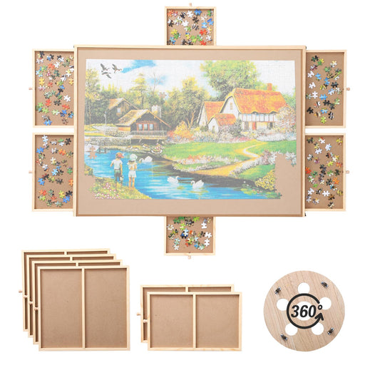 Snail rotating puzzle board smooth surface enables effortless piece placement.