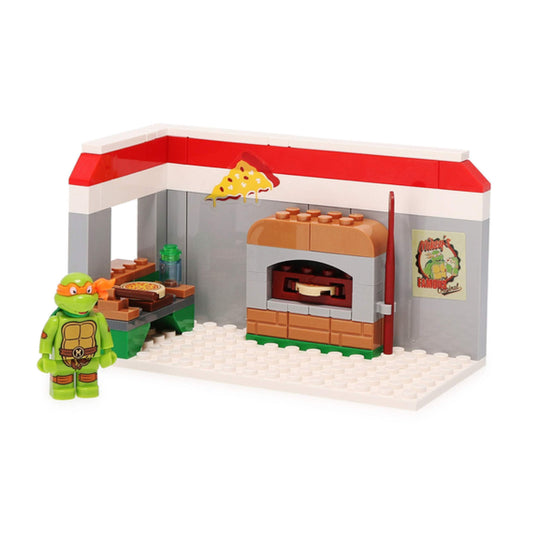 Snap and Switch Mikey pizza parlor build set for imaginative play and display.