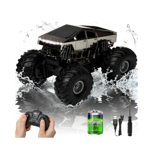 SnapBlox amphibious RC car with LED lights for thrilling night play.