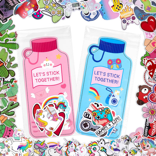 SnapBlox water bottle cards showcase playful Valentine designs for classroom exchanges.