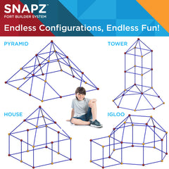 SNAPZ indoor fort setup with siblings fostering teamwork