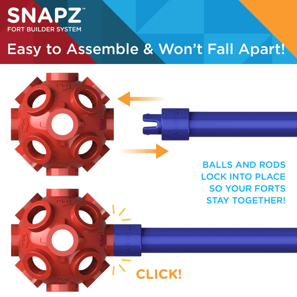 SNAPZ fort kit demonstrating sturdy click and lock for durable forts