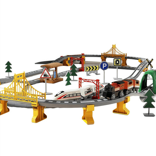 Snazzikid 119pcs train set tracks for imaginative railway scenes and storytelling.