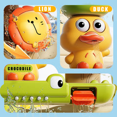 SNEKULI crocodile bath toy squirts water for interactive play.