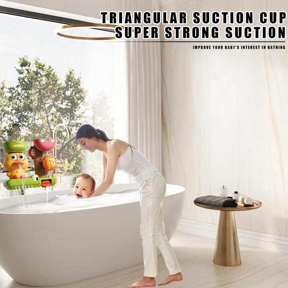 Two strong suction cups secure the toy to tub walls for stable use.