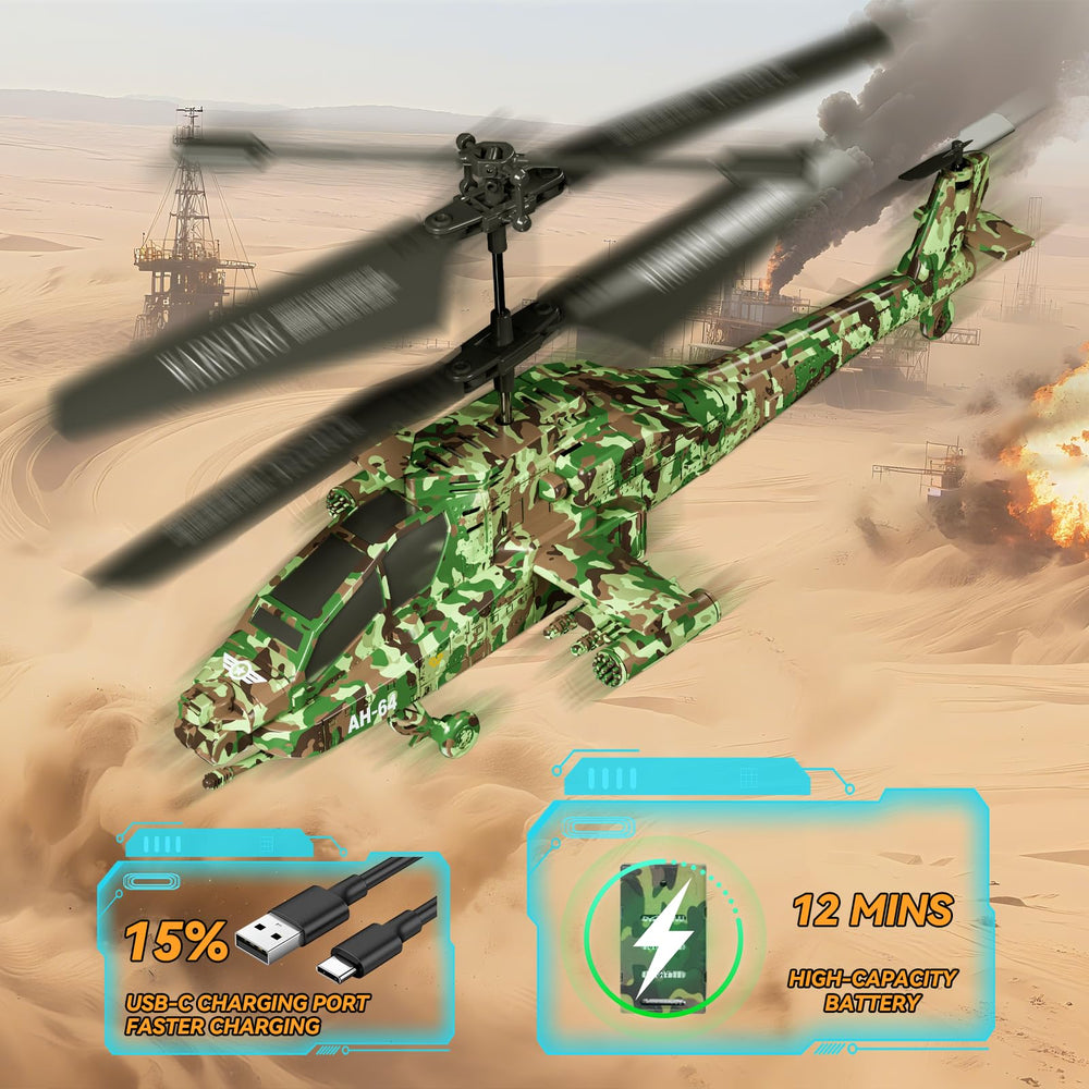 SNMUMU Apache RC helicopter one-key takeoff and landing simplifies control