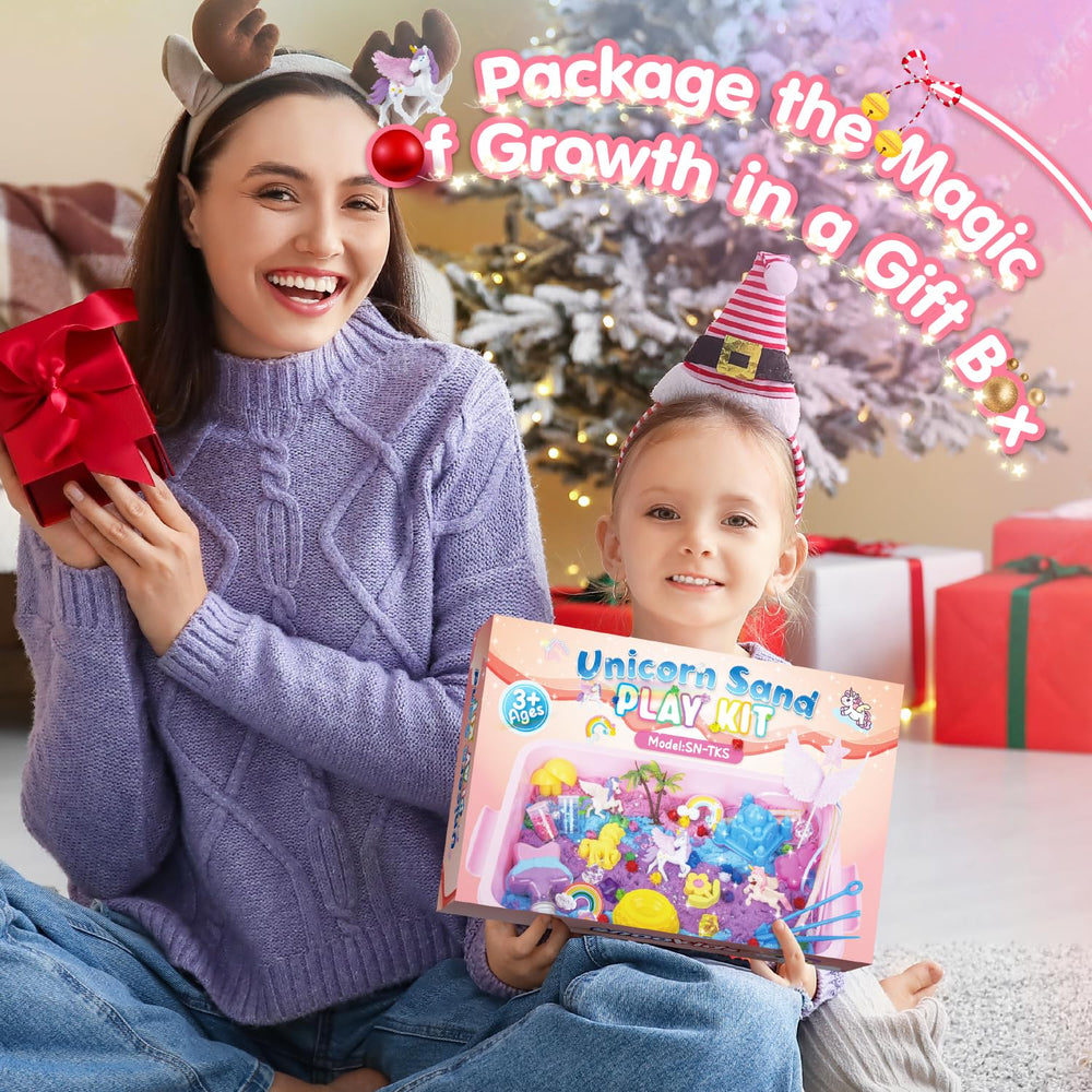 Gift-ready Snookids unicorn sand playset for ages 3 and up.