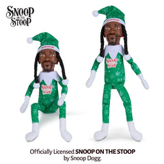 Snoop Dogg Snoop on the Stoop elf wearing a Santa hat adds playful flair