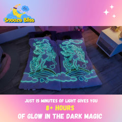 Snooze Bliss unicorn sleeping bag with drawstring bag for easy transport