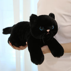 SNOWOLF 19.7-inch black cat plush back view demonstrates lifelike size