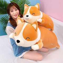 SNOWOLF Shiba Inu plush close-up fabric reveals velvety texture.