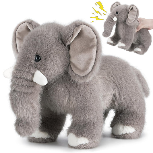 SnugBibble elephant plush with ultra-soft fur, perfect for cuddling and comfort.