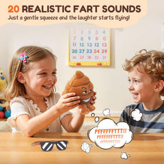 SnugBibble farting poop plush toy with sound buttons for instant laughs.