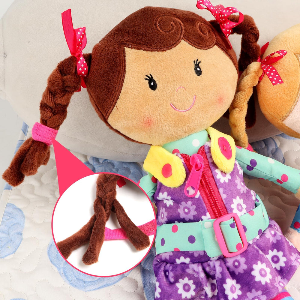 Sugar Snap doll hair bow tying fosters concentration and fine motor control