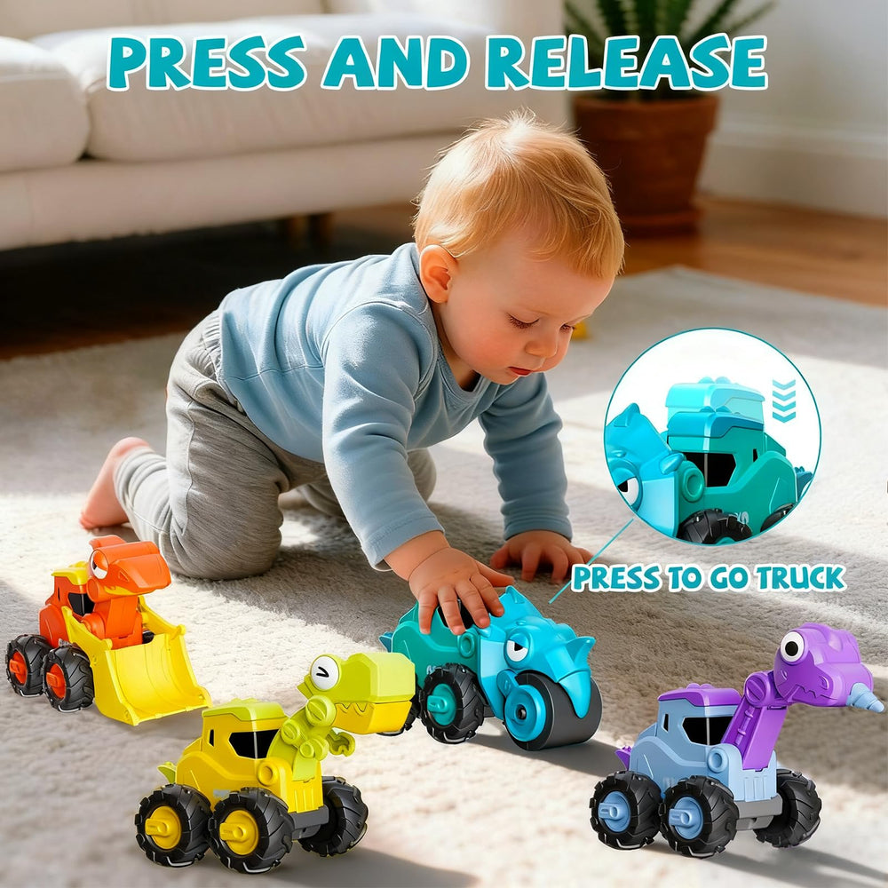 Snugzy dinosaur press-to-go car side view showing safe, smooth edges for kids.