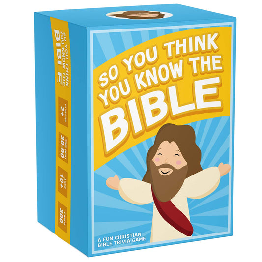 SO YOU THINK YOU KNOW THE BIBLE game pack front view ideal for family game night and bonding.