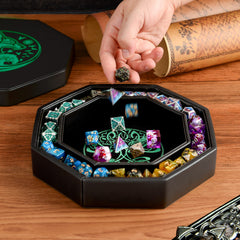 Soar Forge DND Dice Tray secure felt-lined lid for safe transport.