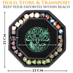 Soar Forge DND Dice Tray velvet inner lining reduces noise during rolls.
