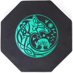 Soar Forge DND Dice Tray with Wolf & Raven artwork lid, stylish protection for tables.