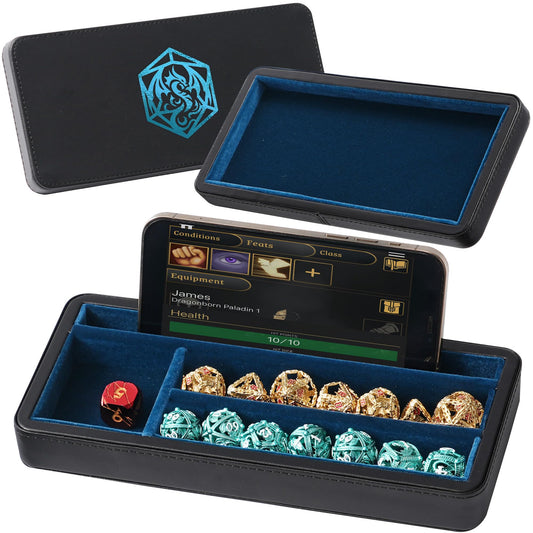 Soar Forge Sanctum dice box with open lid for quick access during games.