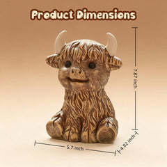 SOBEIT Highland Cow piggy bank desk display, cute decor that saves.